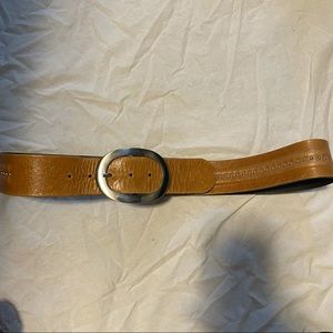 Brown and silver wide leather belt